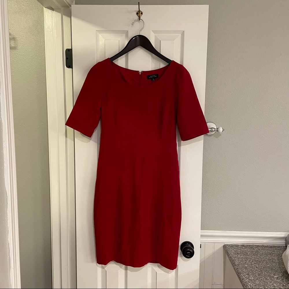 Tahari ASL Red Short Sleeve Sheath Dress 8
